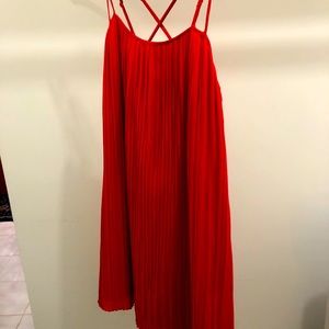 Bcbg Red Pleated Dress